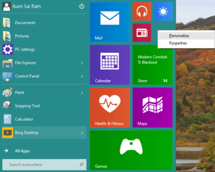 Hướng dẫn thay đổi màu sắc và kích thước Start Menu trên Windows 10