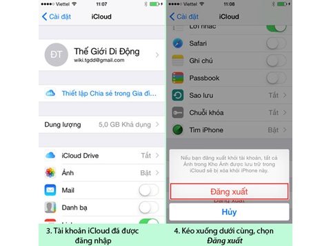 Cách đăng xuất, thoát tài khoản iCloud, Apple ID trên iPhone, iPad