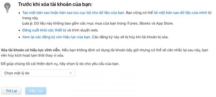 cách xóa vĩnh viễn tài khoản Apple ID hay tài khoản iCloud 4